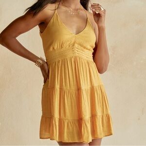 Francesca’s Women’s Tammy Pleated Waist Mini Dress Yellow